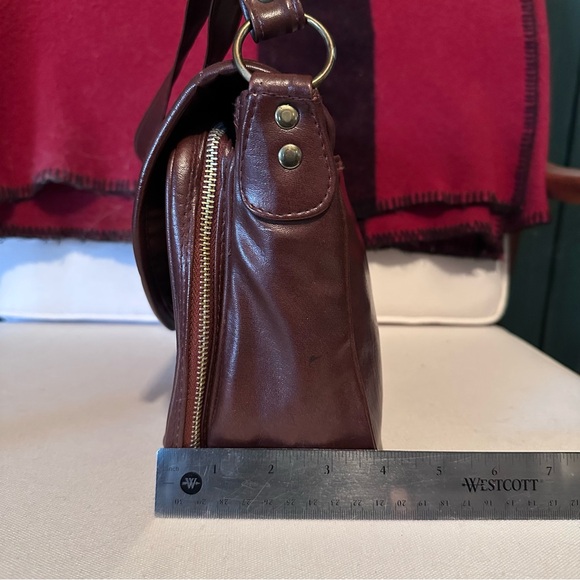 Adorable VGUC Vintage Brown Naugahyde Tandem Handbag - Picture 4 of 12